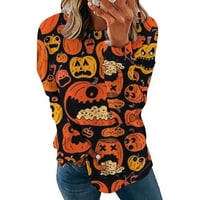 Ženske hlače za Halloween Pumpkin Print majica s dugim rukavima Jesen Crewneck Pulover vrhovi Ležerne