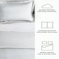 Udobna nadstrešnica - siva klasična esencijala Polaris uzorkovni prekrivač sa šamsama za posteljinu