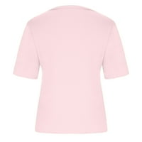 Ženska solidna V-izrez udobna majica s kratkim rukavima Bluze Casual Bluzes Majice Pinks XL, SAD Veličina