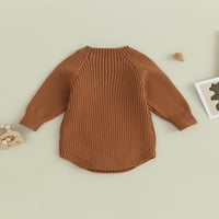 Baby Knit Ramper vrhovi dugih rukava okrugli izrez medvjedilo vezenje pleteni bodysuit džemper zabrana