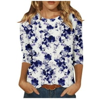 Cleance! TOFOTL Ljeto Ženo Trendy cvjetni print tunički bluza Rukovina Jesen okrugli vrat Lootni fit