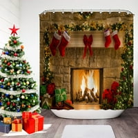 Sprifallbaby Božićni ispisani tuš za tuširanje, vodootporna plijesna kupaonica Viseće zavjese