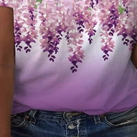 Ženska majica V izrez čipka Cvjetni print TOP FORTS Bluza tunika kratkih rukava