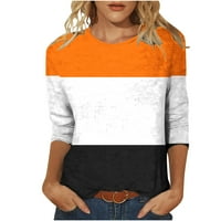 Caveitl majice za žene trendi ljeto, ženska modna tiskana majica rukava bluza okrugli vrat casual vrhovi