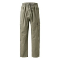 IOPQO teretne hlače za muškarce muške modne casual labavo pamučne plus veličine džep čipkasti elastične