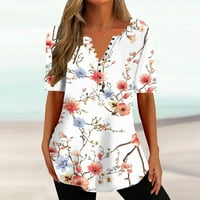 Šifonske bluze za žene Ženska moda V-izrez Print Casual Labavi kratki rukav Top majica s kratkim rukavima