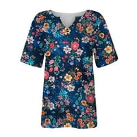 Strungten Trendy Ljetne košulje za žene Print V izrez kratkih rukava Floral tiskani gumb bluza TOP WOMENS