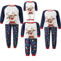 Božićne pidžame za obitelj slatka elk dugih rukava okrugli vrhovi vrata svjetla ispisuju hlače xmas
