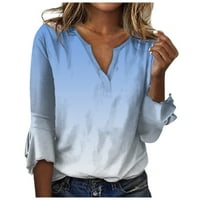 Plus veličine vrhova Modna žena V izrez 3 4Sleeve gradijentni tiskani majica jesenBlouse Tunic Bluze