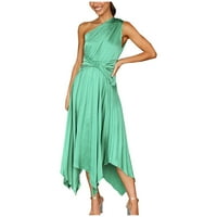Ženska ljetna puna ruka bez rukava s rukavima dugačka haljina zelena m
