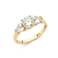 Čvrsta 14k žuto zlato okrugla kubična cirkonija CZ zaručni prsten veličine 12