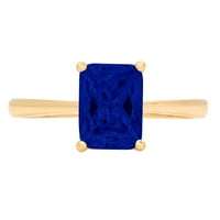 2Ct smaragdni rez simulirani plavi safir 14K žuti zlatni godišnjički zaručni prsten veličine 8,75