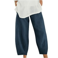 Plus size za žene hlače čišćenje Ženske ljetne casual labave pamučne i posteljine čvrste boje hlače