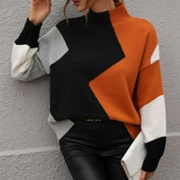 Loopsun džemperi za žene prevelizirani džemperi za žene modne dugih rukava okrugli vrat Boja podudaranja