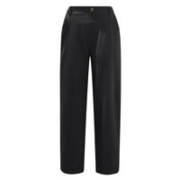 Clearance sa džepovima Ženska modna sila u boji Botton Ležerne prilike elastične hlače hlače crna XL