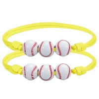 Softball narukvica pogodnost žute softball perle Prijateljstvo narukvice Podesive narukvice na narukvice za softball za djevojke Dječji tinejdžeri sportski rođendan Softball favoris