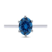 14k bijeli zlatni okrugli rez simulirani plavi safirni solitaire angažman prsten za prsten za ženske