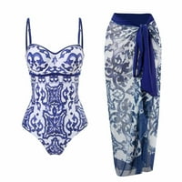 Ženski jedno kupaći kostimi Tummy Control V izrez kupaći odijela s plažom poklopca dugačke suknje plivanja