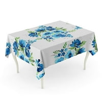 Lijepi buketi plavog cvijeća ostavlja biljke i voće stolnjak stol za stol za stol za stol za kućnu zabavu