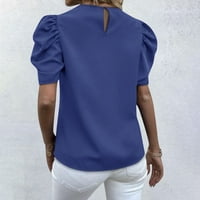 Ženska ljetna majica casual okrugla vrhova vrata Puff rukava s tiskanim bluzom s kratkim rukavima 2xl