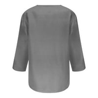 CACOMMARK PI Ljetni vrhovi za žene čišćenje ženskog casual rukava majica majica izrez za ispis bluza