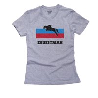 Rusija Olympic - Konjički - zastava - Silueta ženska pamučna siva majica