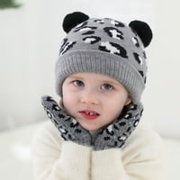 Štetno set 0- godina stare rukavice za bebe kapu Leopard uzorak pleteni dječaci djevojke zgušnjavaju