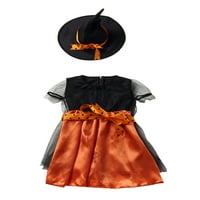 Haite Kid Girl Witches Haljine Set Bow čvor Oprema za odjeću sa šeširom Dječji haljina Djevojke Čarobnjak