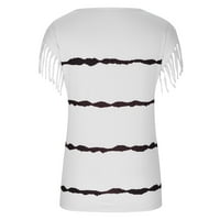 Ženski vrhovi Ljetni okrugli vrat Stripe resi kratkih rukava majice Ležerne vježbe Tops bluza