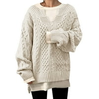 Pulover džemperi za žene obrezane pulover džemperi za žene ljeto prevelike bijele s