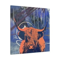 Highland krava Četiri platna zidna umjetnost - pop umjetnost Stephen Chambers