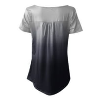 Ženski vrhovi žene plus veličine gradijent V-izrez kratkih kratkih majica dugme pulover vrhove rezervoara