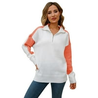 Pedort Womens Fall džemperi Dugi rukav Pleteni Ležerni pulover Dukseri narandžaste, XL