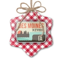 Božićni ukras SAD Rivers des moines River - Iowa Red Plaid Neonblond