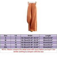 Žene Ljeto Visoko struka pamučne posteljine palazza hlače široke noge duge pantalone XL