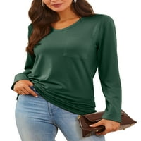 Žene casual solid color dugih rukava okrugli vrat džepne majice bluzes dukseri na vrhu xs-4xl