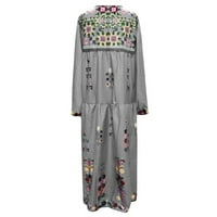 Miayilima ženska haljina plus veličine V izrez Print čipka u obliku dugih rukava Boho haljina maxi haljina