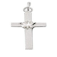 Sterling Silver 16 BO lančani ravni kršćanski križ dove privjesak ogrlica