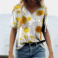 Ženska modna majica V izrez tiskani casual kratkih rukava TOP T majice Muška majica s dugim rukavima