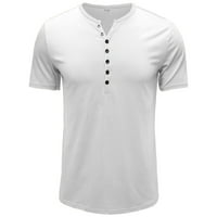 Muška majica Proljeće Ljeto dugme Okrugli izrez Čvrsta boja Bluza kratkih rukava gornja košulja za dno