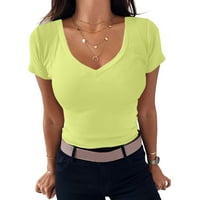 Ženska majica Ležerna ljetna bluza Kratki rukav Jednostavno čvrste boje posade na vratu Slim fit vrhovi