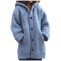 Dukseri za žene čišćenje Ženski zadebljani srednji dugi dugi dugi džemper kardigan kaput od punog boja