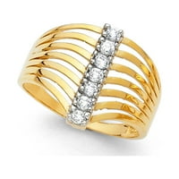 Jewels 14k Bijela žuta i ruža Three Color Gold Semanario Kubična cirkonija CZ Veličina prstena 8.5
