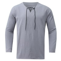 Polo majice za muškarčeve ležerne prilike čvrstog spojnog bluza za bluzu V-izrez majica dugih rukava