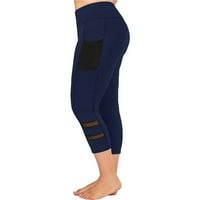 Ženske tajice Yoga obrezirane hlače Ravne tanke noge Elastične visoke struk pune hlače Ljetne hlače Blue XXXXX