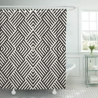Stilske linije Maze Laptice etnička jednobojna apstraktna geometrijska crna tuš za zavjese za kupatilo