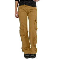 Ženske teretne hlače Tipke s velikim džepovima Multi-džepovi Punk hlače ravno noga dugih pantalona Streetwear