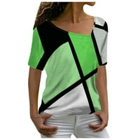 Ženski bluze Ženski modni ležerni temperament V-izrez labav geometrijski tisak majica kratkih rukava