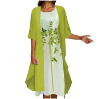 Ljetne haljine za žene, ženski ljetni print pola rukava okrugli vrat šifon haljina Set Temperament Nježan