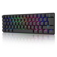 60% Gaming tastatura, RGB mehanička tastatura, mali prekidač s smeđim smeđim prekidačem 61 tipke, crna